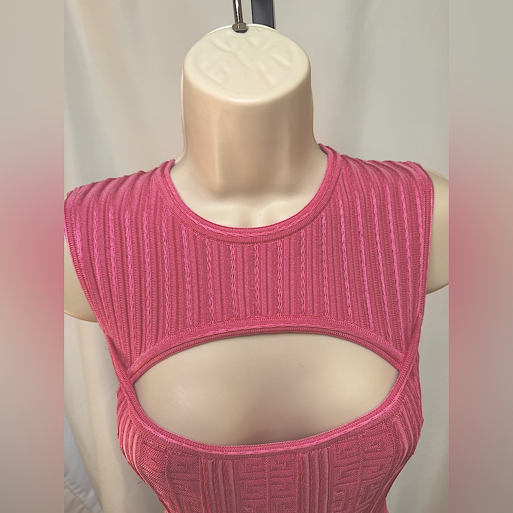 Givenchy 4G Cut Out Mini Dress in Pink Ribbed Knit - Picture 11 of 11
